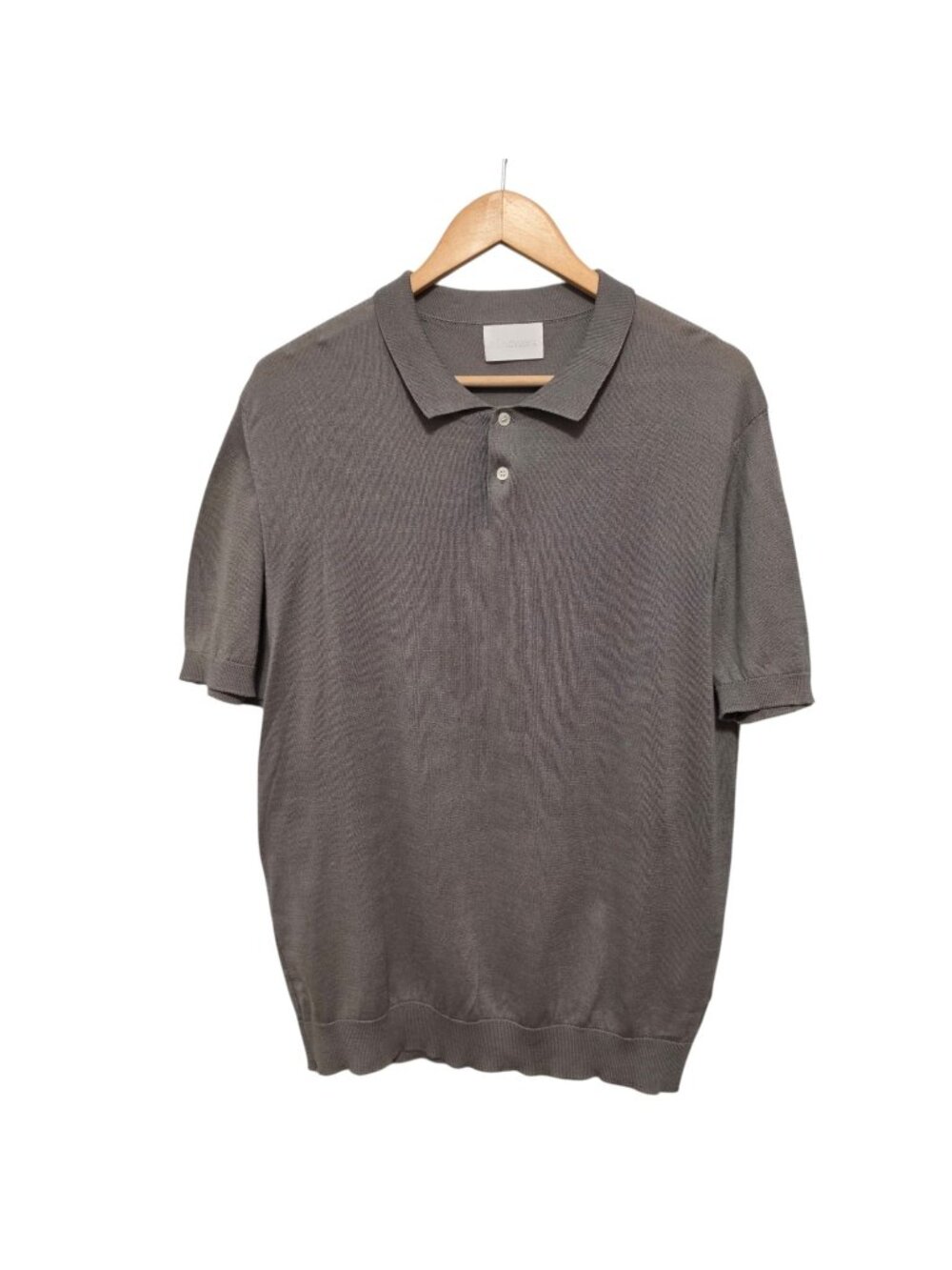 Handvaerk Knit Polo Shirt Mens L Taupe Cotton Quiet Luxury